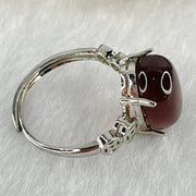 Natural Red Amber in S925 Sliver Ring (Adjustable Size) 2.57g 13.8 by 10.9 by 6.0mm - Huangs Jadeite and Jewelry Pte Ltd