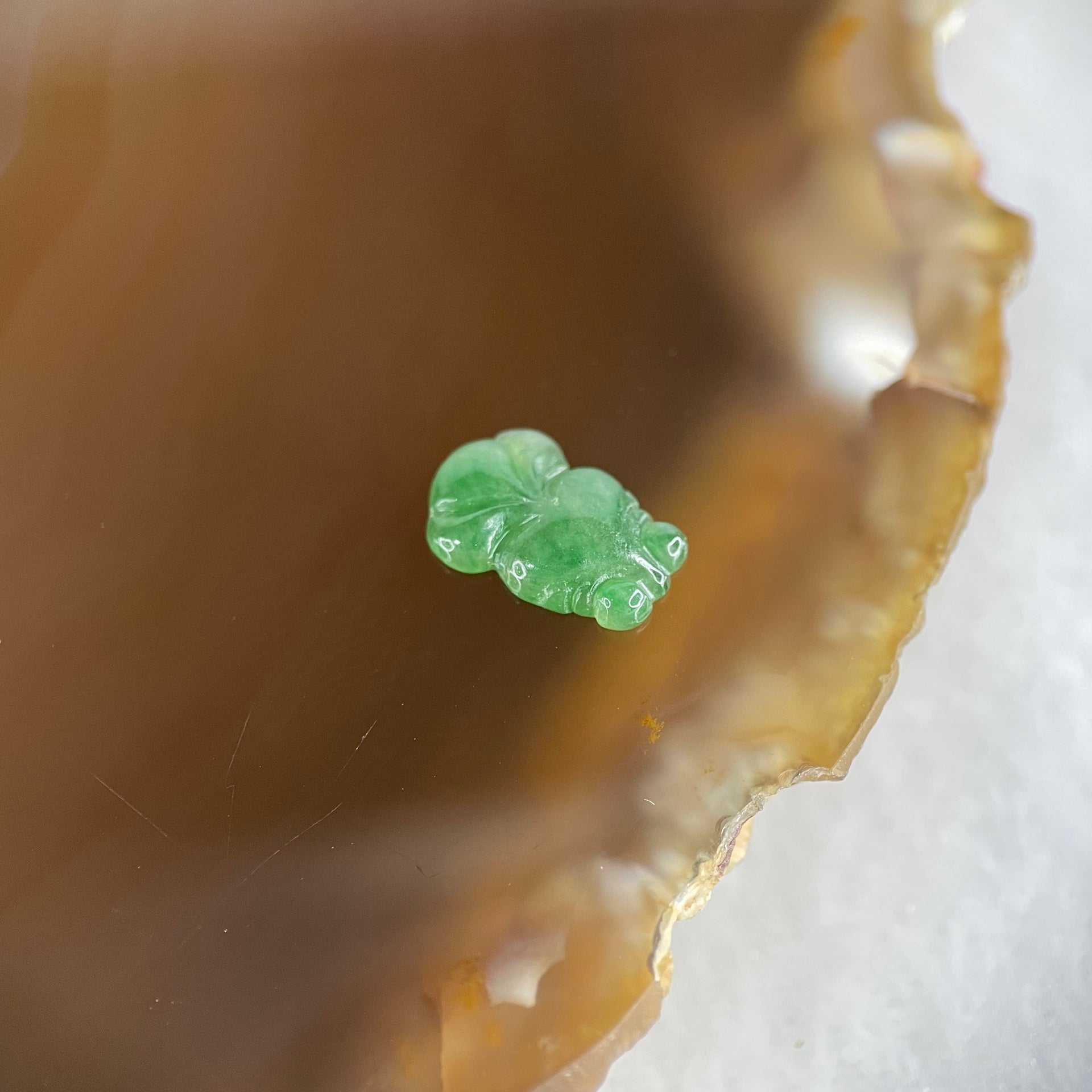 Type A Old Mine Full Green Jadeite Goldfish Charm Stone For Setting 0.20g 9.4 by 6.1 by 1.8mm - Huangs Jadeite and Jewelry Pte Ltd