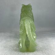 Natural Green Serpentine Tiger with Wooden Stand Display 1711.3g 255.0 by 90.0 by 160.0mm - Huangs Jadeite and Jewelry Pte Ltd