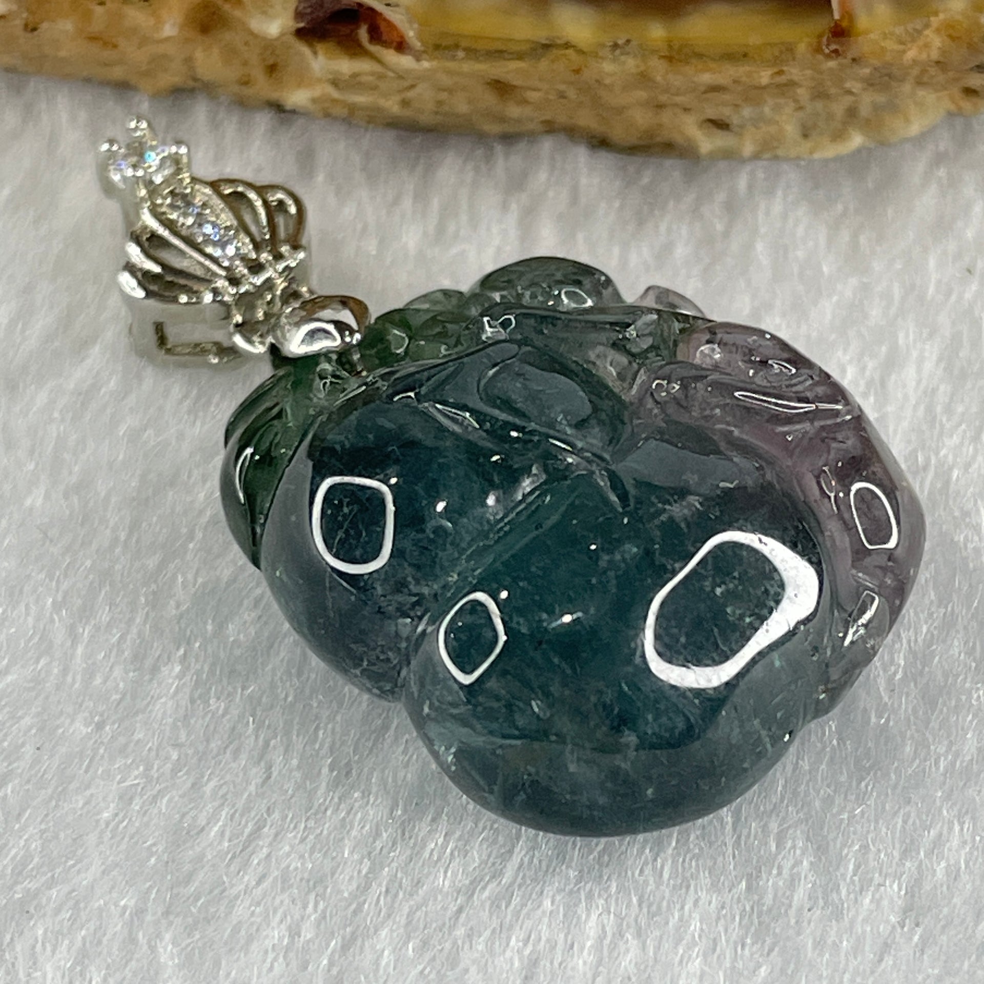 Very Very Good Natural Green Tourmaline Crystal Hulu with Monkey Pendant 9.34g 22.8 by 20.2 by 11.6mm - Huangs Jadeite and Jewelry Pte Ltd