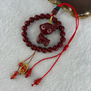 Natural Red Cinnabar Beads with 3D Baby Deer Pendent and Hulu Pair Charm 49.10g 8.3mm 20 Beads 35.2 by 28.9 by 18.7mm - Huangs Jadeite and Jewelry Pte Ltd