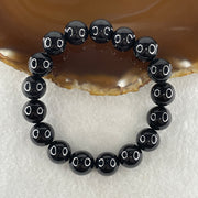 Type A Opaque Black Omphacite Jadeite Beads Bracelet 47.11g 16cm 11.8mm 17 Beads - Huangs Jadeite and Jewelry Pte Ltd