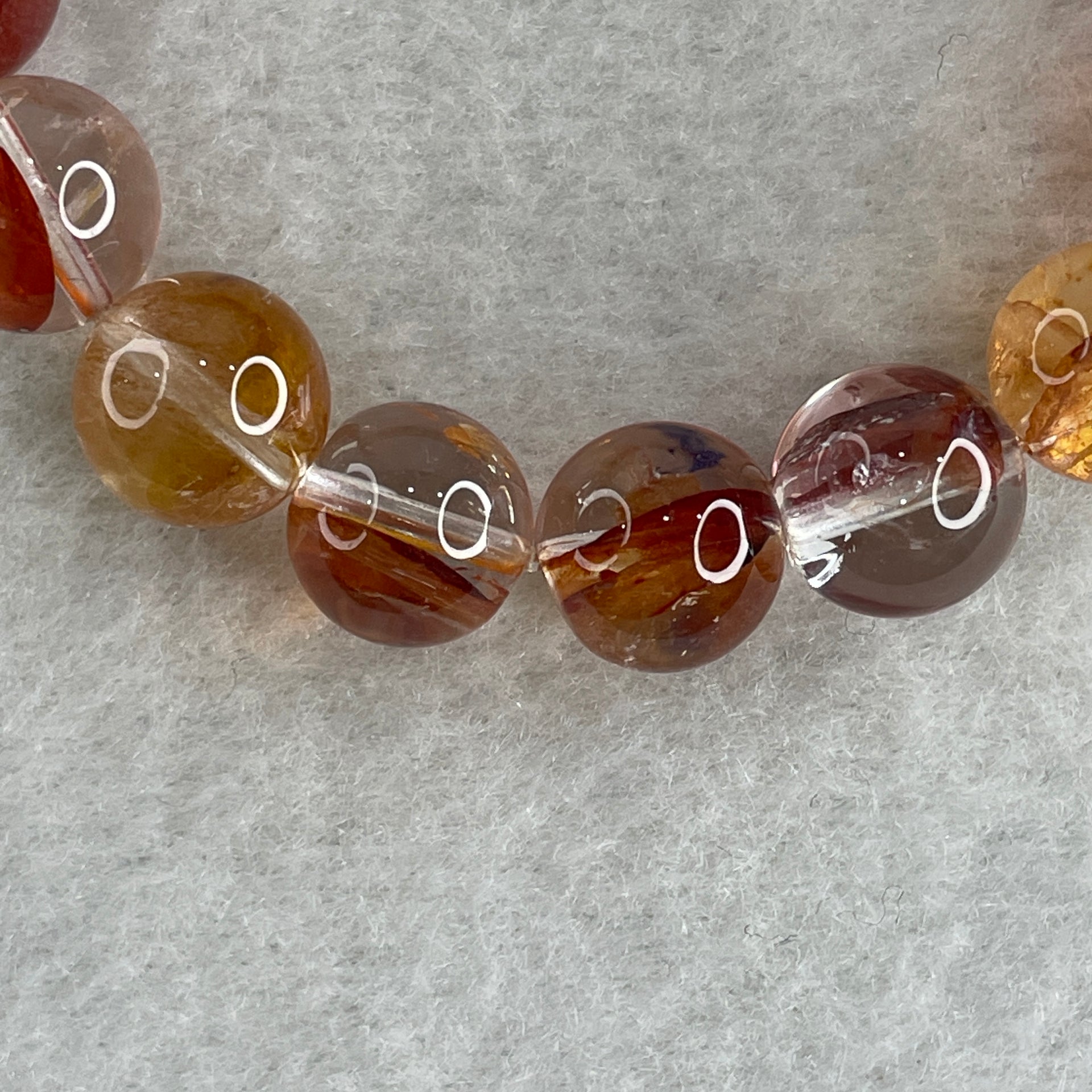 Good Grade Natural Red with Orange Ferruginous Quartz Beads with Heart Shape and Rabbit Charm Bracelet 31.41g 15.5cm 10.2mm 19 Beads - Huangs Jadeite and Jewelry Pte Ltd