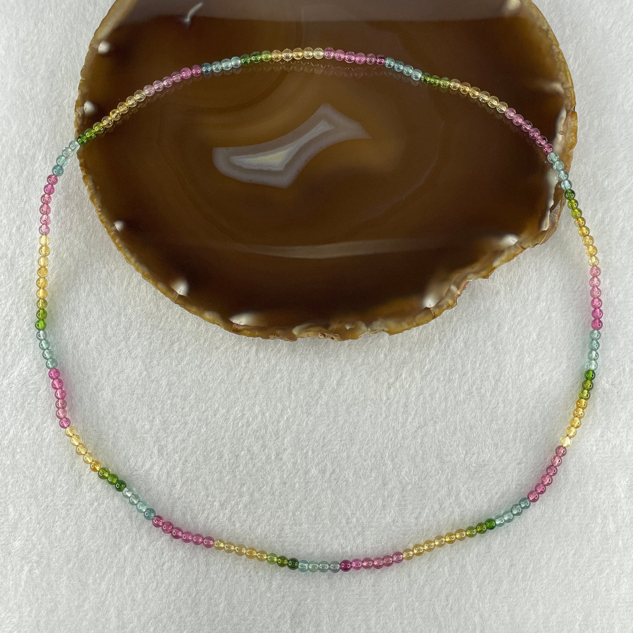 Very Good Grade Natural Transparent Rainbow Tourmaline Crystal Beads Necklace 11.01g 54cm 3.6mm 165 Beads