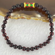 Natural Dark Blood Red Amber Beads Bracelet 天然血珀手链 3.93g 15cm 5.3mm 32 Beads - Huangs Jadeite and Jewelry Pte Ltd