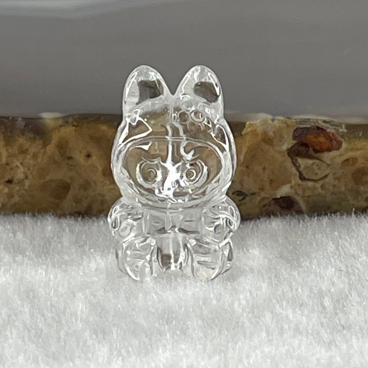 Natural Clear Quartz Labubu Charm Display 3.53g 19.4 by 12.1 by 11.0mm - Huangs Jadeite and Jewelry Pte Ltd