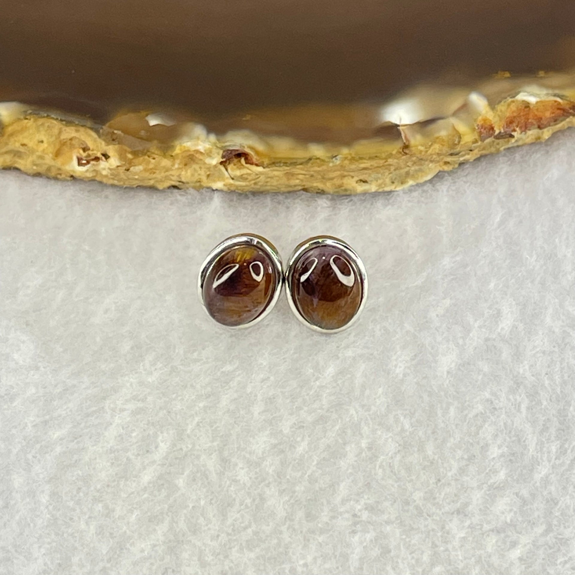 Good Grade Natural Auralite 23 S925 Silver Earrings 1.92g 8.9 by 6.9 by 4.0mm - Huangs Jadeite and Jewelry Pte Ltd