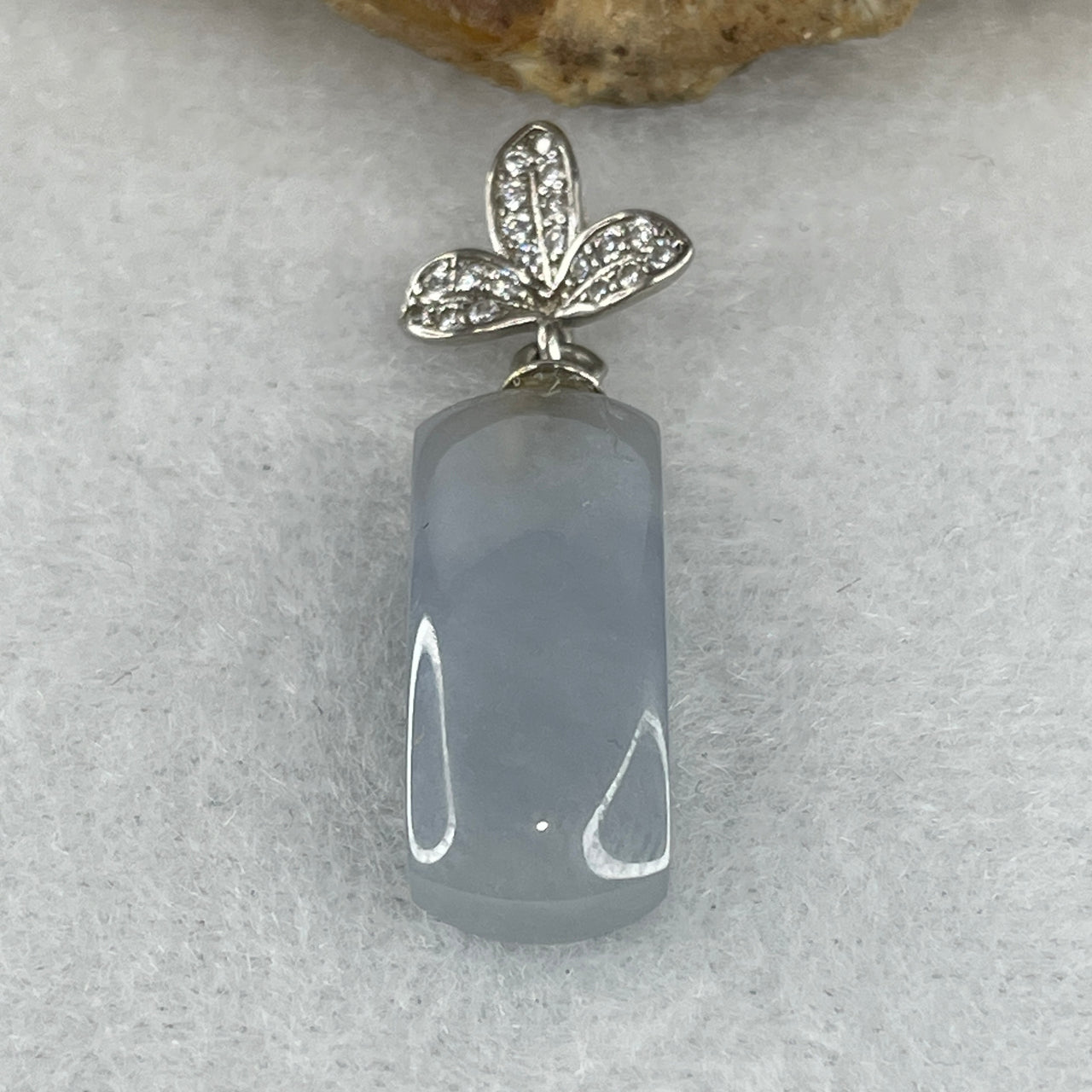 Certified Natural Type A Lavender Jadeite Wu Shi Pai Pendant | Premium S925 Sterling Silver Setting | Authentic Myanmar Feicui Crown Chakra Peace & Protection Safety Tablet (3.16g | 20.3x8.5x5.4mm)