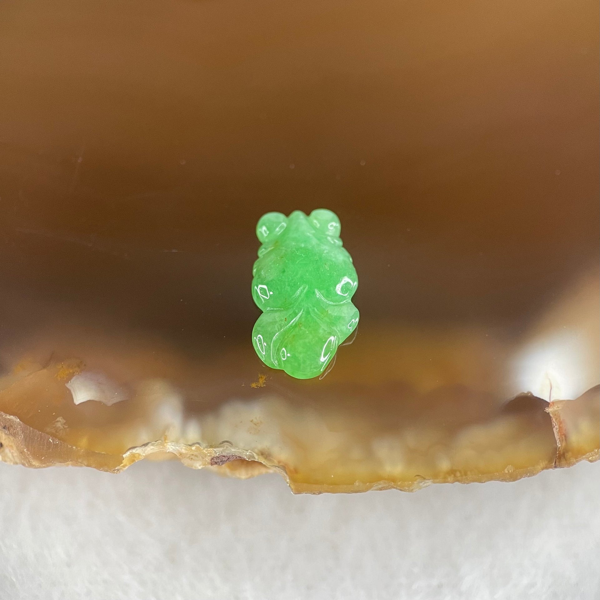 Type A Old Mine Full Green Jadeite Goldfish Charm Stone For Setting 0.25g 10.8 by 6.1 by 1.9mm - Huangs Jadeite and Jewelry Pte Ltd