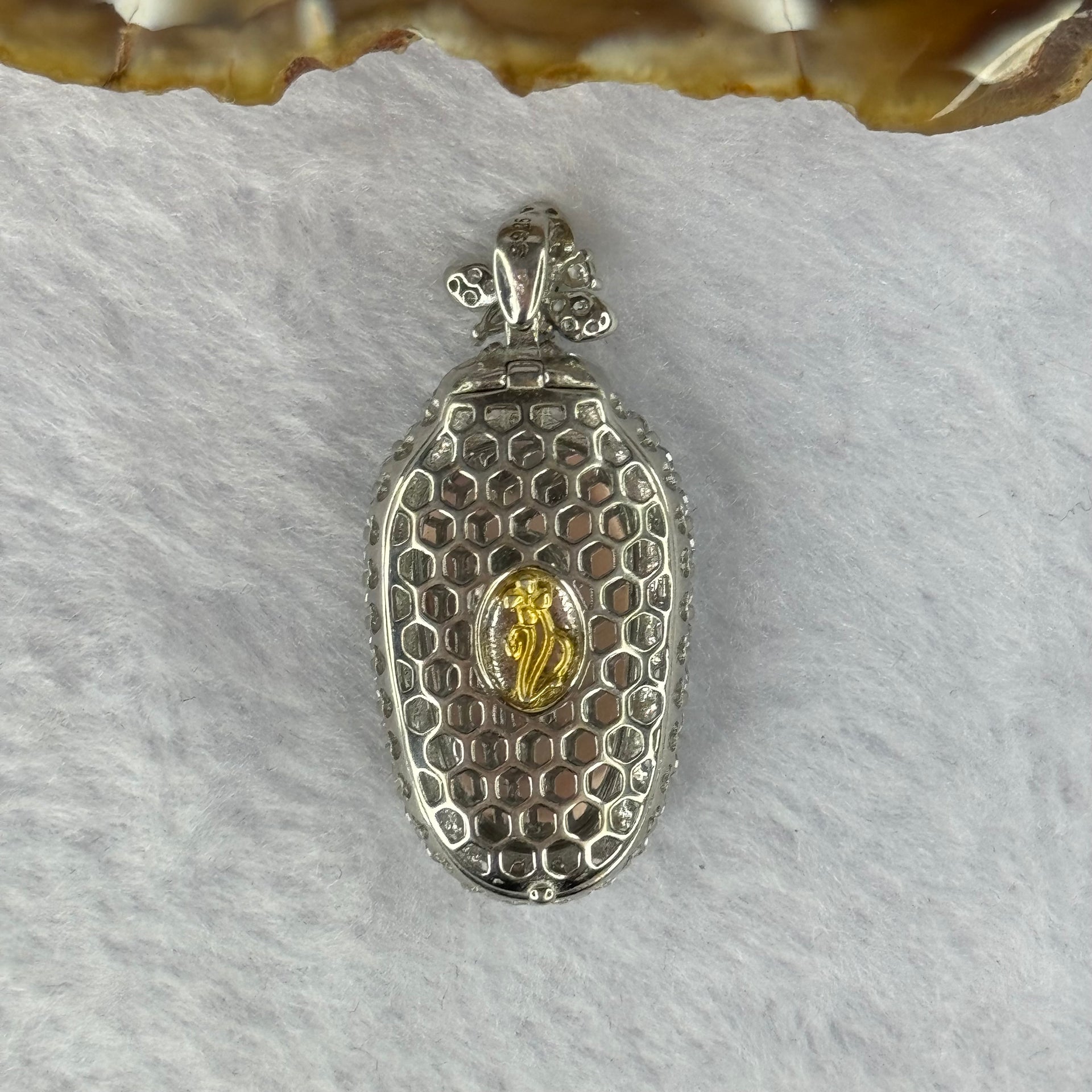 Type A ICY Blueish Green Jadeite Leaf in S925 Silver with Crystals Pendent 7.30g 23.5 by 13.5 by 3.0mm - Huangs Jadeite and Jewelry Pte Ltd