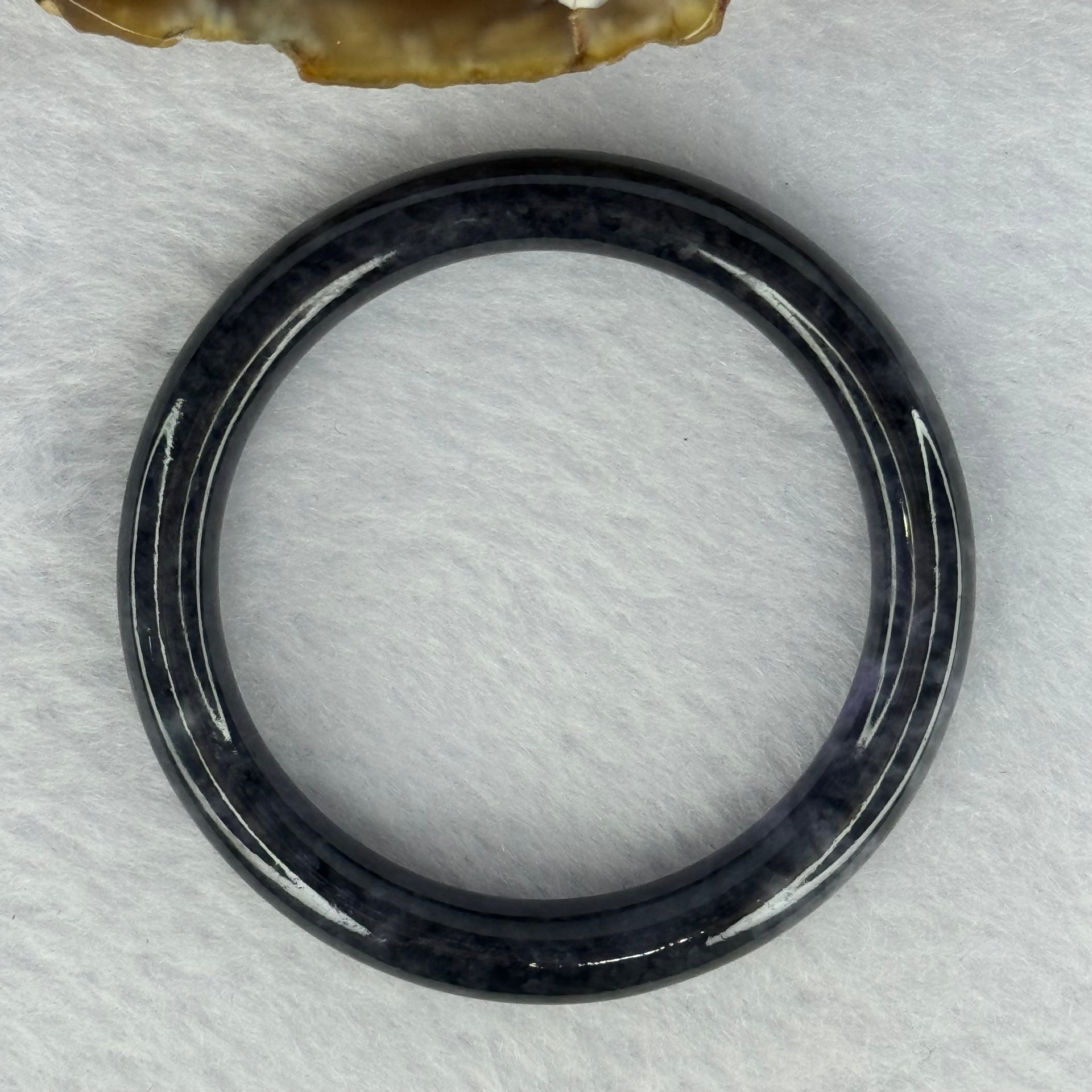 Type A Black Grey Wuji Jadeite Baby Bangle 16.33g Internal Diameter 39.8mm 6.7 by 6.4mm - Huangs Jadeite and Jewelry Pte Ltd