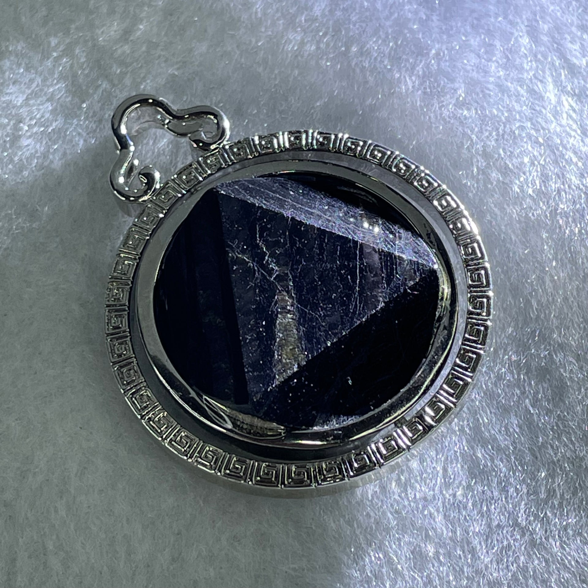 Natural Hypersthene in Stainless Steel Pendant 23.59g 25.0 by 9.5mm - Huangs Jadeite and Jewelry Pte Ltd