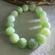 Type A Light Green Jadeite Beads Bracelet 66.03g 17cm 14.0mm 16 Beads (Some Internal and External Lines) - Huangs Jadeite and Jewelry Pte Ltd
