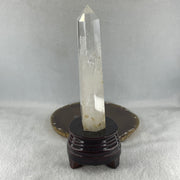 Natural Clear Quartz Tower with Wooden Stand 450.7g 80.1 by 75.9 by 210.0mm - Huangs Jadeite and Jewelry Pte Ltd