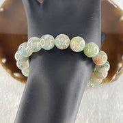 Natural Green with Pinkish Flower Agate Beads Bracelet 30.04g 16.5cm 10.8mm 19 Beads - Huangs Jadeite and Jewelry Pte Ltd