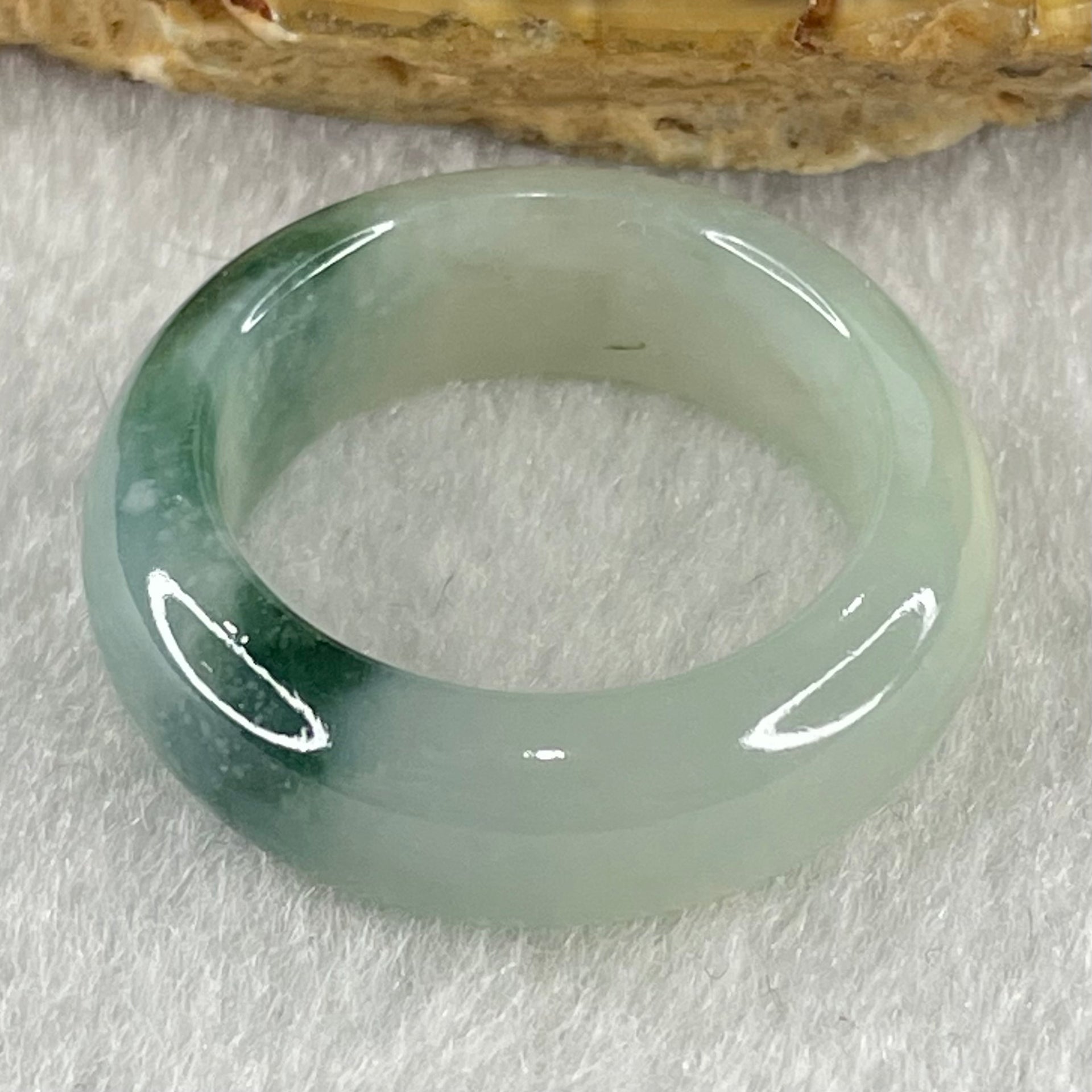 Type A Light Blueish Green and Dark Blueish Green Patches Jadeite Ring 5.06g 7.4 by 4.1mm US7.3 HK16 (Very Slight Internal Lines) - Huangs Jadeite and Jewelry Pte Ltd