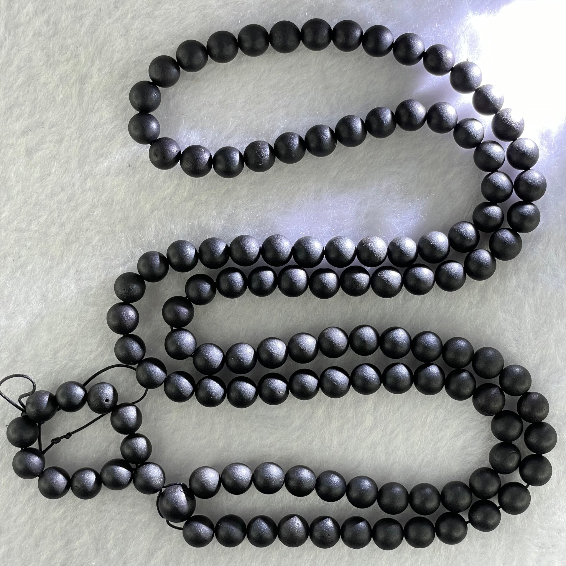 Natural Matt Black Gold King Amber Beads Necklace 天然黑金翁王琥珀项链 20.72g 72cm 6.9mm 108 Beads - Huangs Jadeite and Jewelry Pte Ltd