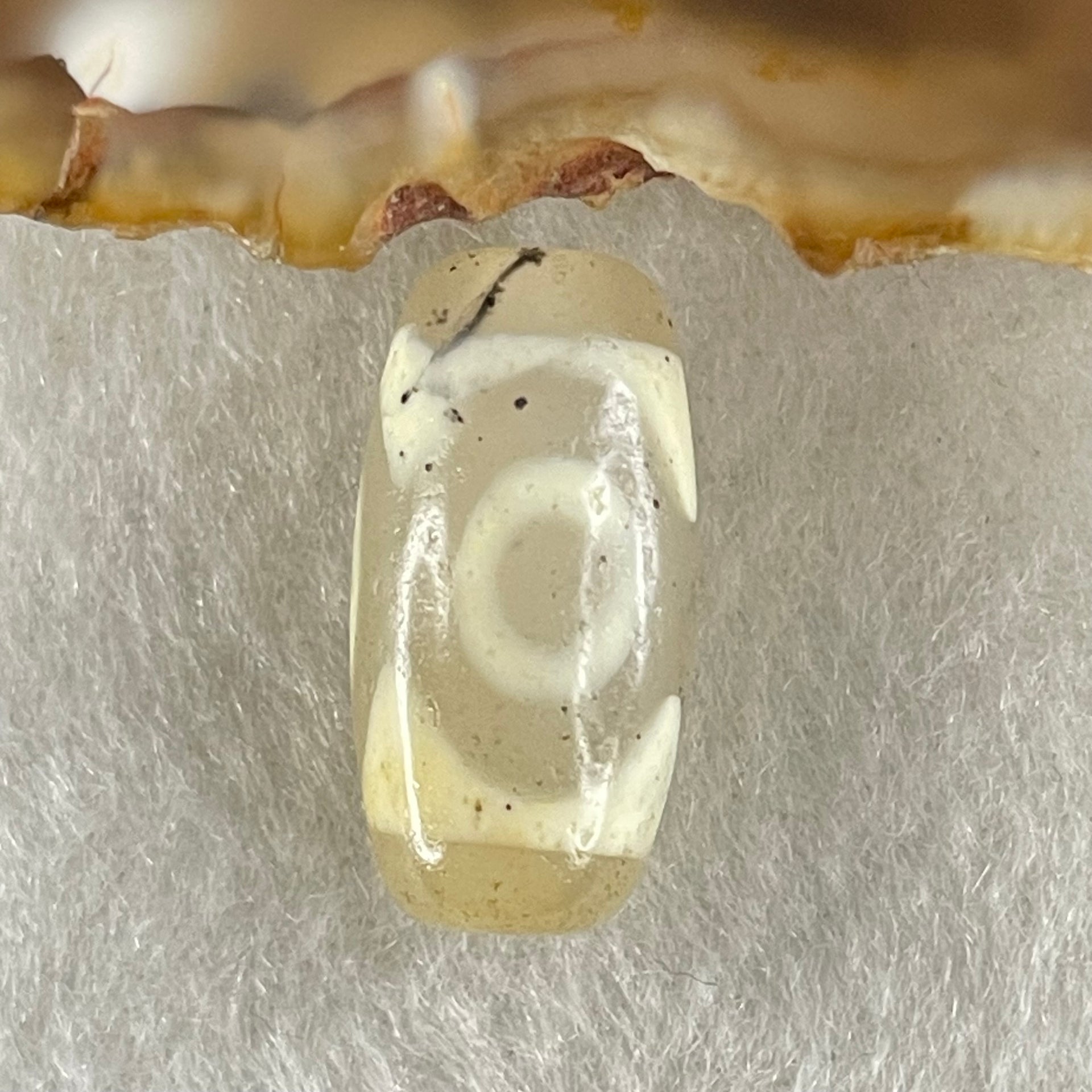 Natural Powerful Tibetan Old Oily Agate 3 Eyes Dzi Bead Heavenly Master (Tian Zhu) 三眼天诛 2.95g 19.7 by 10.2mm - Huangs Jadeite and Jewelry Pte Ltd