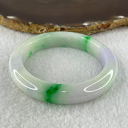 Rare Type A Natural Light Green with Lavender and Imperial Green Patches Jadeite Bangle 53.15g Inner Diameter 52.8mm 11.3 by 9.2mm (Internal Lines) - Huangs Jadeite and Jewelry Pte Ltd