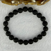 Natural Dark Matt Black Amber Beads Bracelet 天然大黑天翁琥珀手链 6.95g 15cm 8.4mm 22 Beads - Huangs Jadeite and Jewelry Pte Ltd