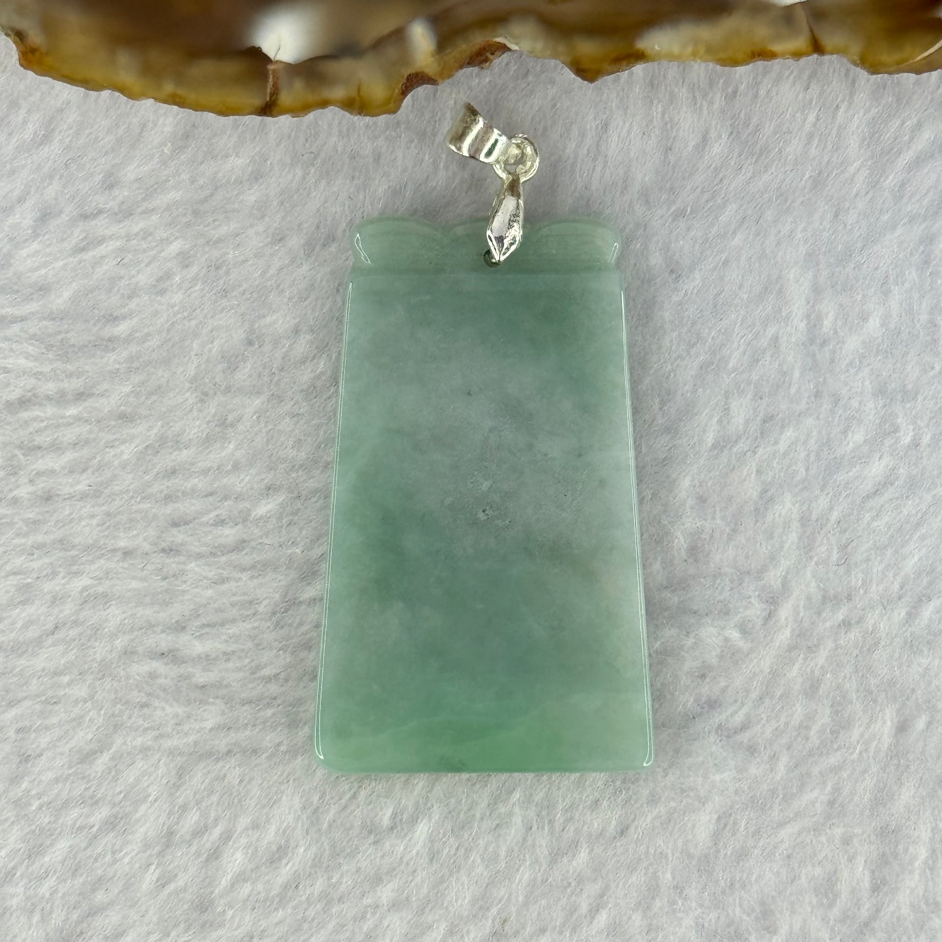 Type A Green and Lavender Jadeite Wu Shi Pai Pendant 9.11g 37.6 by 23.1 by 3.7mm - Huangs Jadeite and Jewelry Pte Ltd