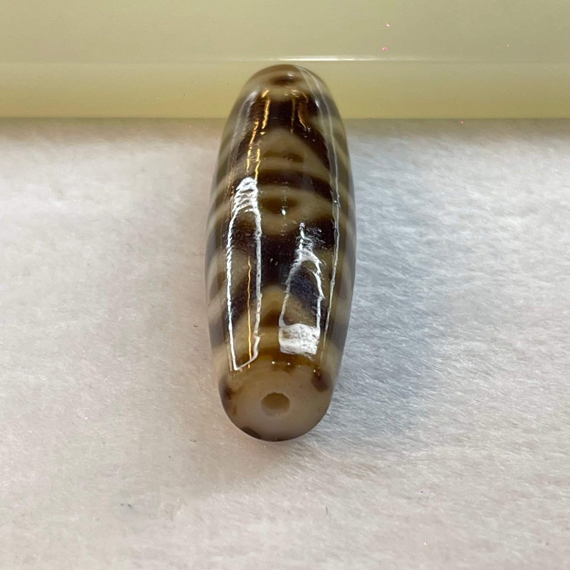 Natural Powerful Tibetan Old Oily Agate 6 Eye Vajra Dzi Bead Heavenly Master (Tian Zhu) 六眼金刚杵天诛 14.35g 47.4 by 14.0mm - Huangs Jadeite and Jewelry Pte Ltd