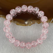 Crackle Pink Quartz Beads Bracelet 25.71g 15cm 10.5mm 20 Beads - Huangs Jadeite and Jewelry Pte Ltd