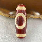 Natural Powerful Tibetan Old Oily Red White Agate One Eye Fire Sign Dzi Bead Heavenly Master (Tian Zhu) 一眼火天珠 10.41g 38.0 by 13.3mm - Huangs Jadeite and Jewelry Pte Ltd