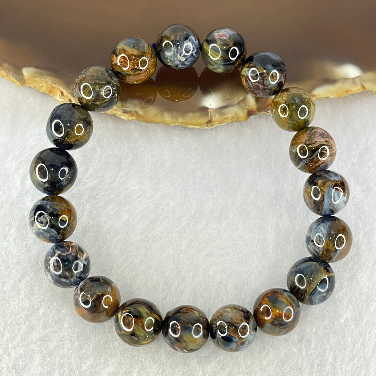 Good Grade Natural Petersite Beads Bracelet 26.85g 16cm 10.4mm 19 Beads - Huangs Jadeite and Jewelry Pte Ltd