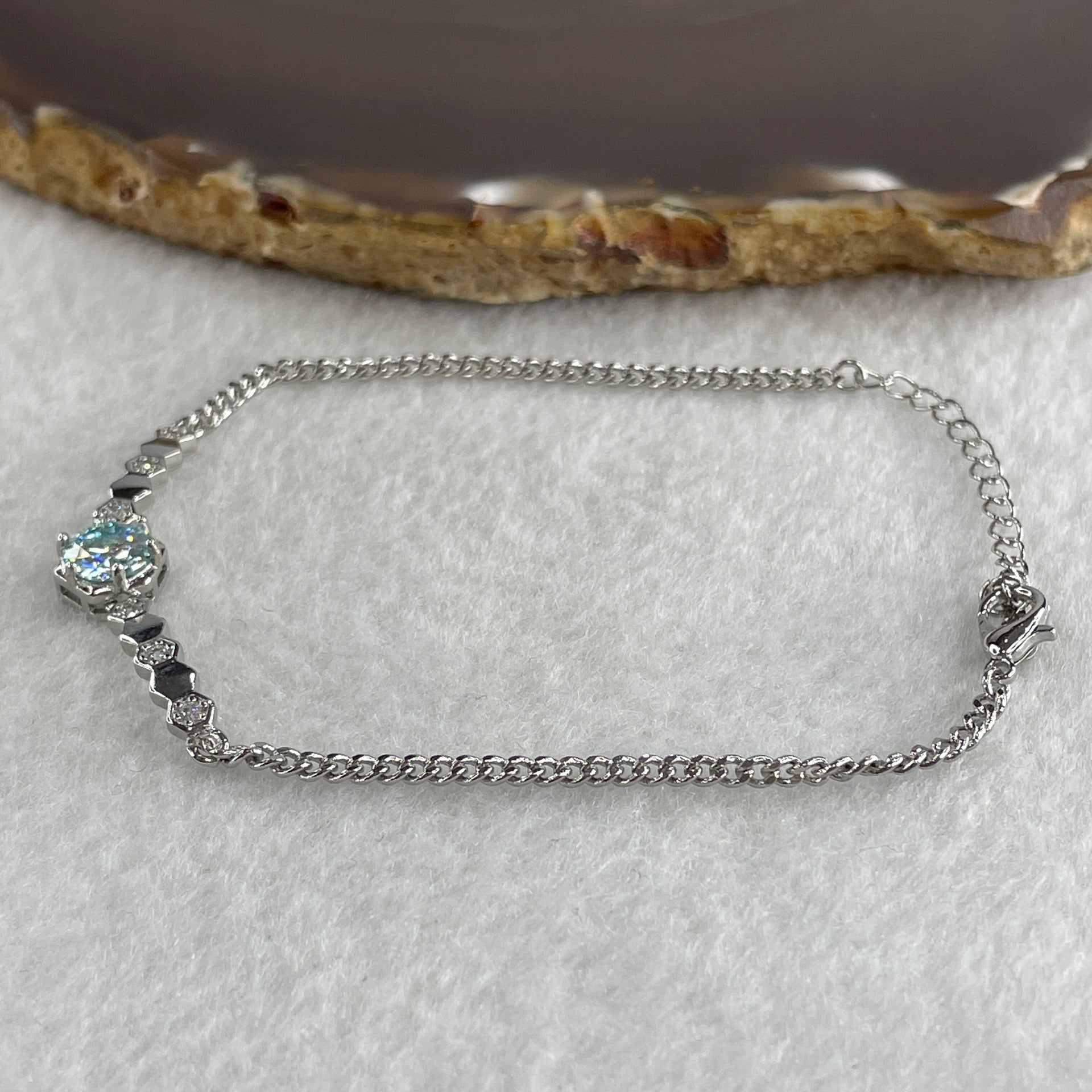Certified Moissanites Bracelet in S925 Sliver 3.10g 7.0 by 2.5mm - Huangs Jadeite and Jewelry Pte Ltd