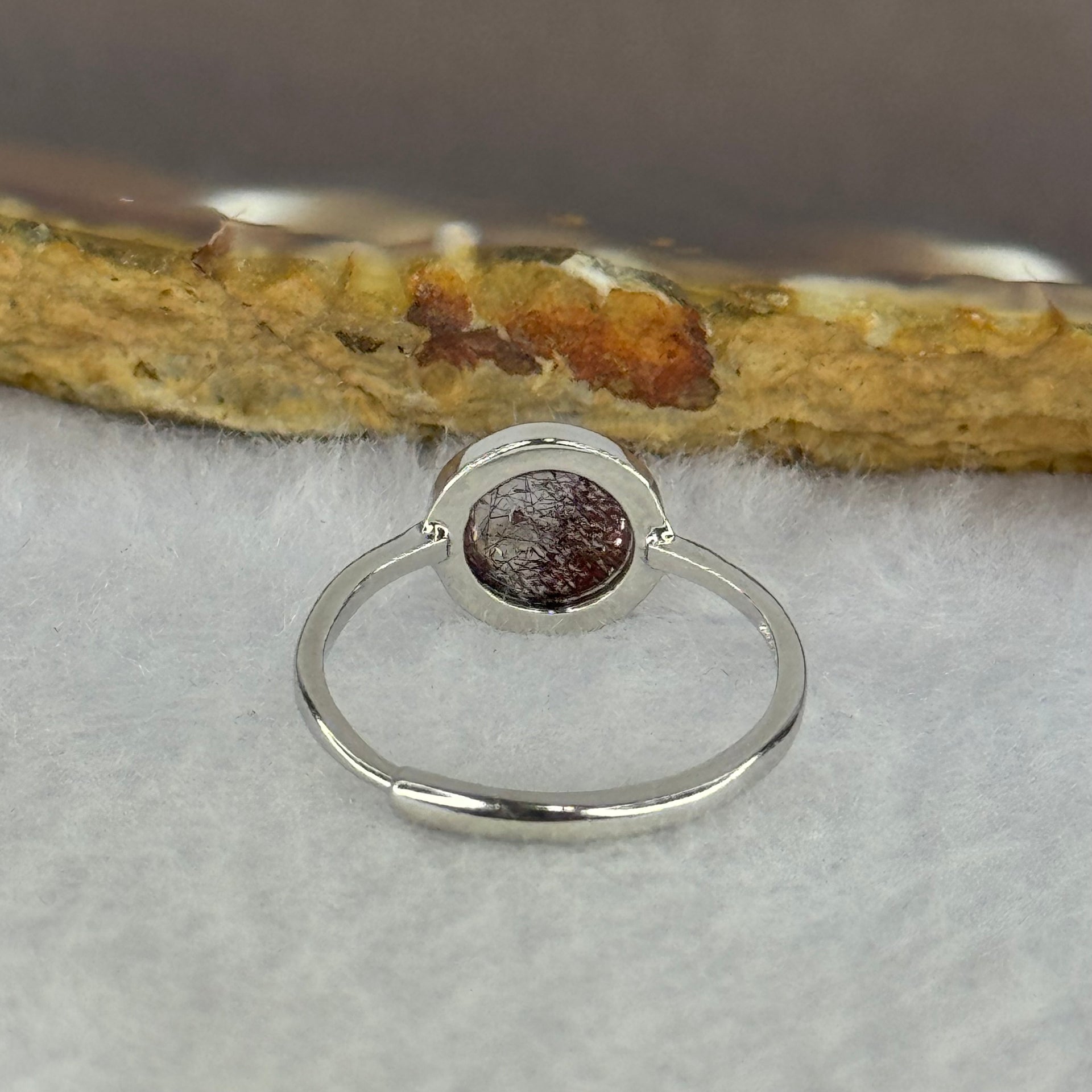 Very Good Grade Natural Super 7 S925 Silver Ring (Adjustable Size) 1.79g 8.3 by 4.5mm - Huangs Jadeite and Jewelry Pte Ltd