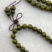 Green Wood Beads Necklace 18.08g 8.3mm 108 Beads - Huangs Jadeite and Jewelry Pte Ltd