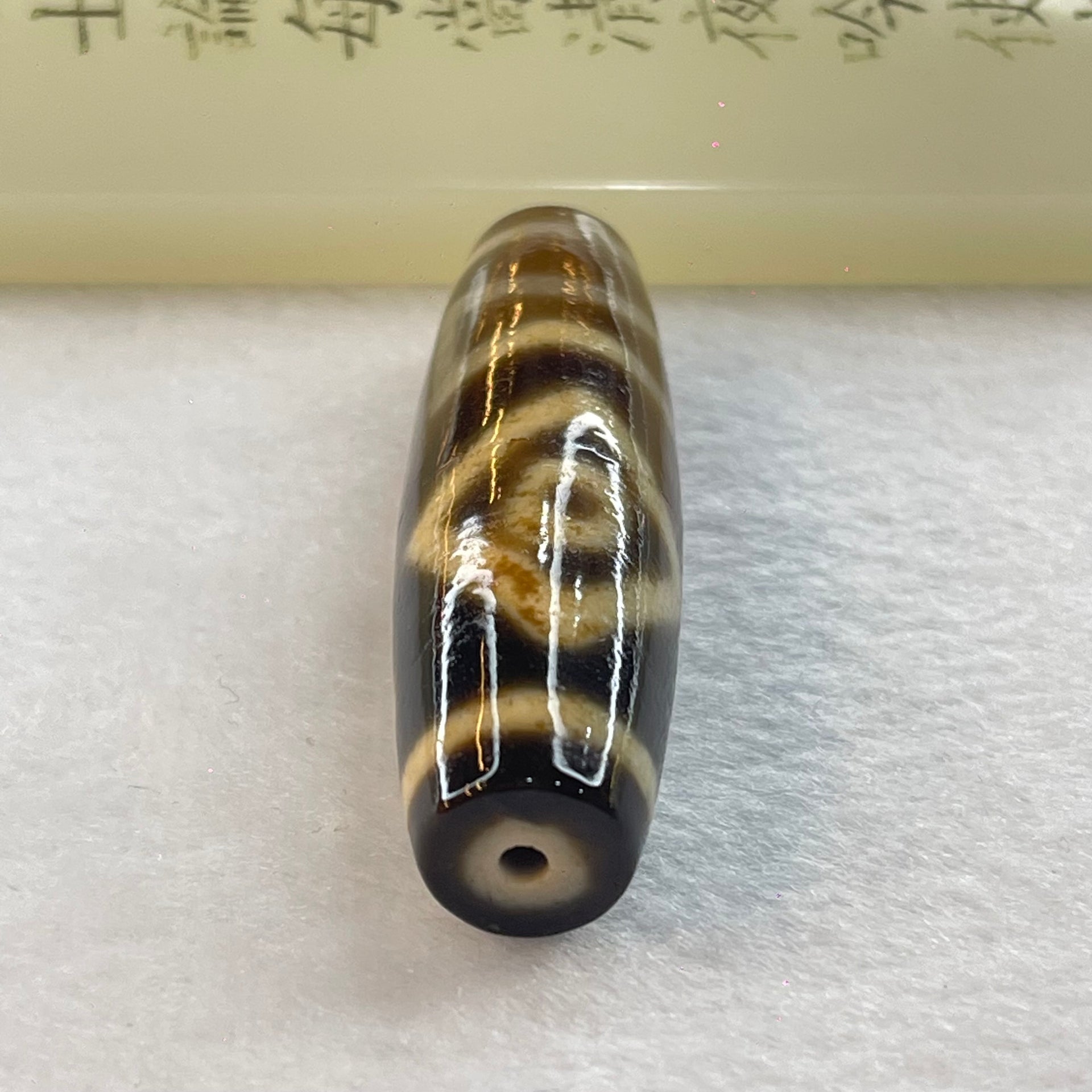 Natural Powerful Tibetan Old Oily Agate 2 Eyes Vajra Heaven and Earth Dzi Bead Heavenly Master (Tian Zhu) 金刚两眼霜天地天珠 20.06g 53.1 by 15.3mm - Huangs Jadeite and Jewelry Pte Ltd