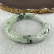 Type A Natural Light Green Light Lavender with Blueish Green Piao Hua Flora Patches Jadeite Bangle 53.61g Inner Diameter 51.5mm 12.2 by 8.5mm (Very Slight Internal Lines) - Huangs Jadeite and Jewelry Pte Ltd