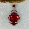 Red Cubic Zirconia With Crystals in Sliver Claps Pendent 10.08g 29.4 by 21.8 by 12.3mm - Huangs Jadeite and Jewelry Pte Ltd