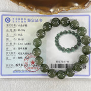 Good Grade Natural Cats Eye Green Rutilated Quartz Beads Bracelet 45.55g 18.5cm 12.7mm 17 Beads - Huangs Jadeite and Jewelry Pte Ltd