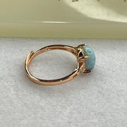 Natural Larimar in S925 Silver Rose Gold Color Ring (Adjustable Size) 2.18g 9.7 by 7.8 by 4.0mm - Huangs Jadeite and Jewelry Pte Ltd