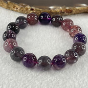 Very Good Grade Natural Blackcurrant Super 7 Beads Bracelet 35.17g 15.5cm 11.8mm 16 Beads - Huangs Jadeite and Jewelry Pte Ltd