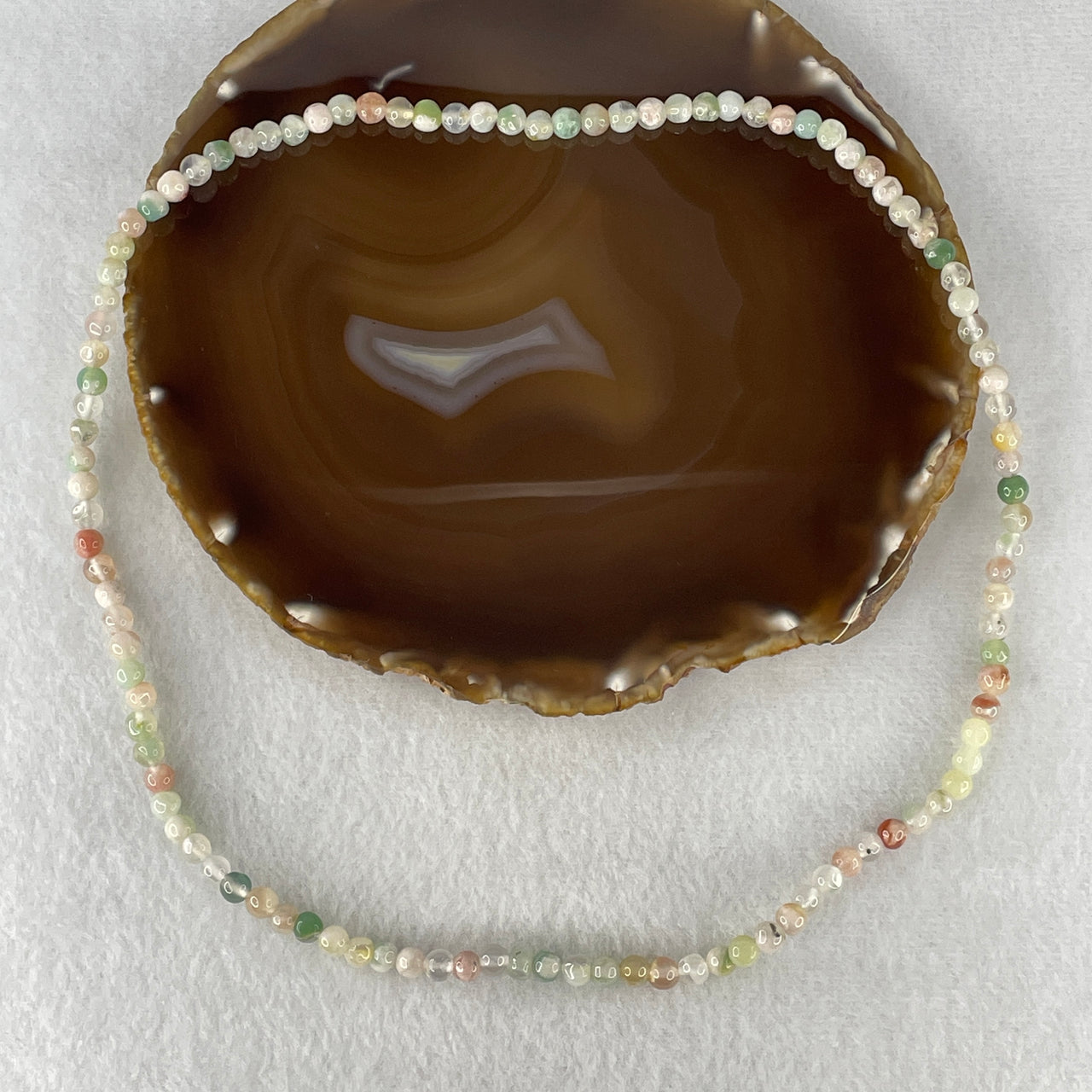 Natural Multi-Color Flower Agate 108 Bead Necklace | Untreated Pastel Cherry Blossom Agate Mala Strand (23.13g | 54cm | 5.7mm | 108 Beads)