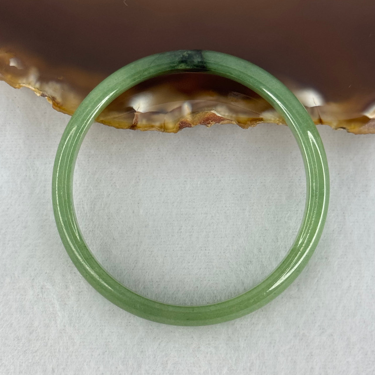 Baby or Kids Type A Green Jadeite Bangle Internal Diameter 44.6mm 11.71g 6.9 by 4.5mm (Very Slight Internal Lines) - Huangs Jadeite and Jewelry Pte Ltd