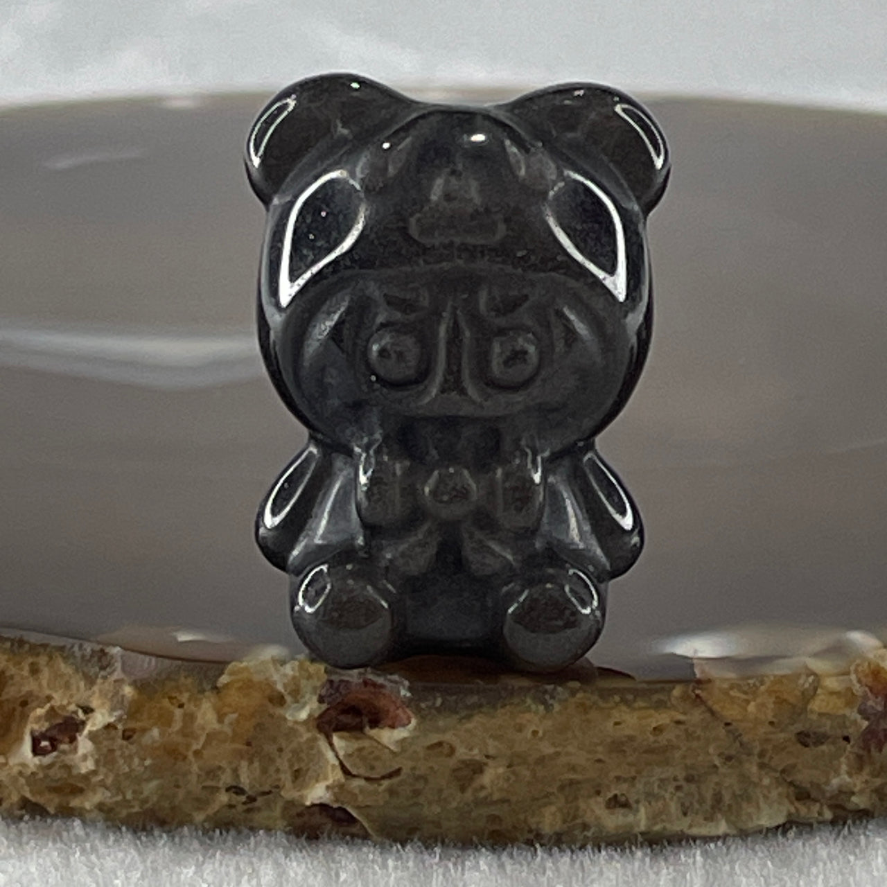 Black Obsidian Labubu Charm Display 14.77 by 28.8 by 21.9 by 19.3mm - Huangs Jadeite and Jewelry Pte Ltd