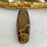 Natural Powerful Tibetan Old Oily Agate 3 Eyes Dzi Bead Heavenly Master (Tian Zhu) 三眼天诛 9.77g 38.1 by 13.0mm - Huangs Jadeite and Jewelry Pte Ltd