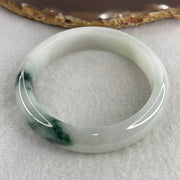 Certified Natural Type A Light Green & "Spicy Green" Spot Jadeite Bangle | (53.15g | 54.0mm Inner Diameter | 13.2mm x 8.2mm | Very Very Slight Internal Line | Synergy, Steady Wealth "Zheng Cai" Anchor & Feng Shui Prosperity Catalyst) - Huangs Jadeite and Jewelry Pte Ltd