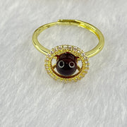 Natural Blood Red Amber in S925 Sliver Gold Color Ring (Adjustable Size) 2.43g 6.0mm - Huangs Jadeite and Jewelry Pte Ltd