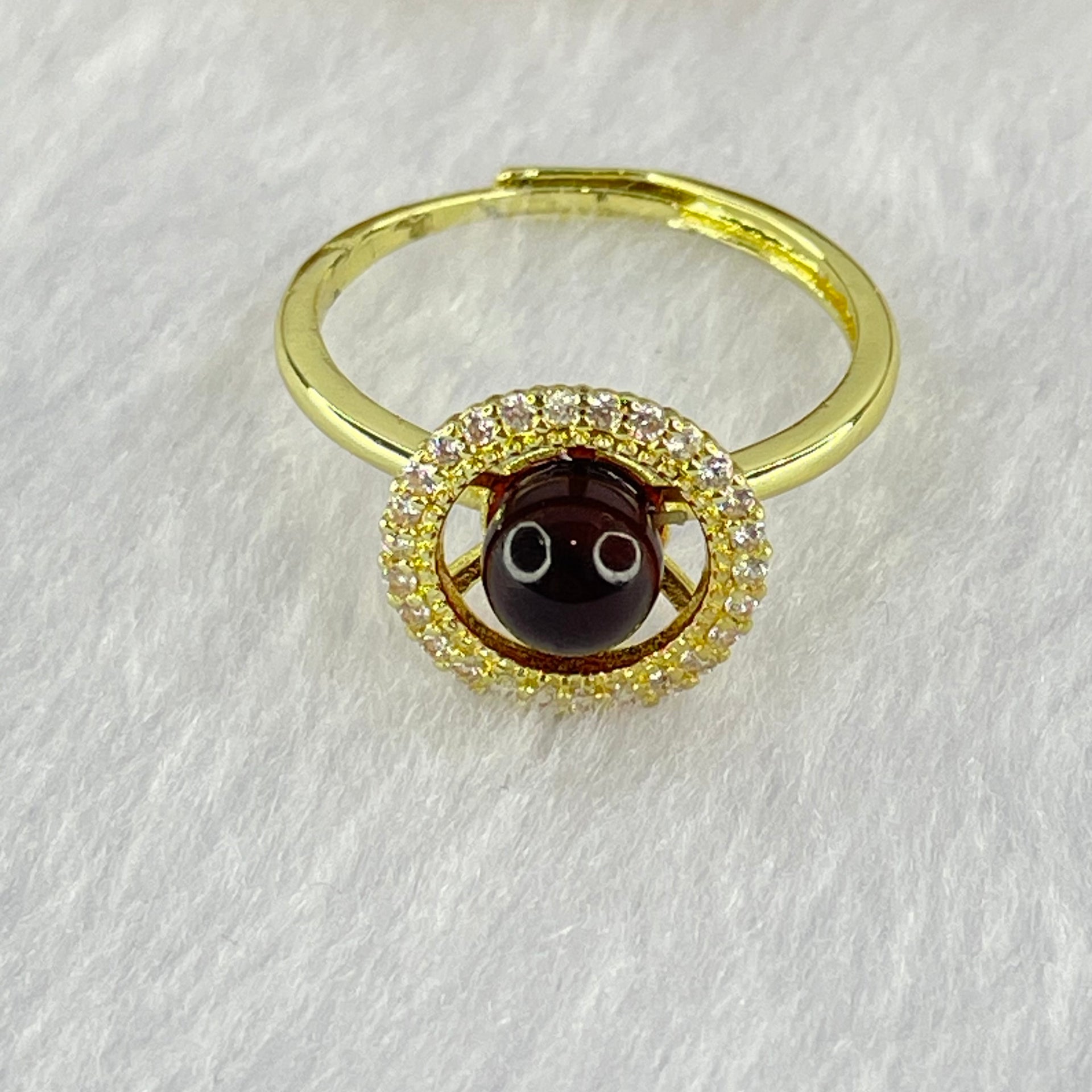 Natural Blood Red Amber in S925 Sliver Gold Color Ring (Adjustable Size) 2.43g 6.0mm - Huangs Jadeite and Jewelry Pte Ltd