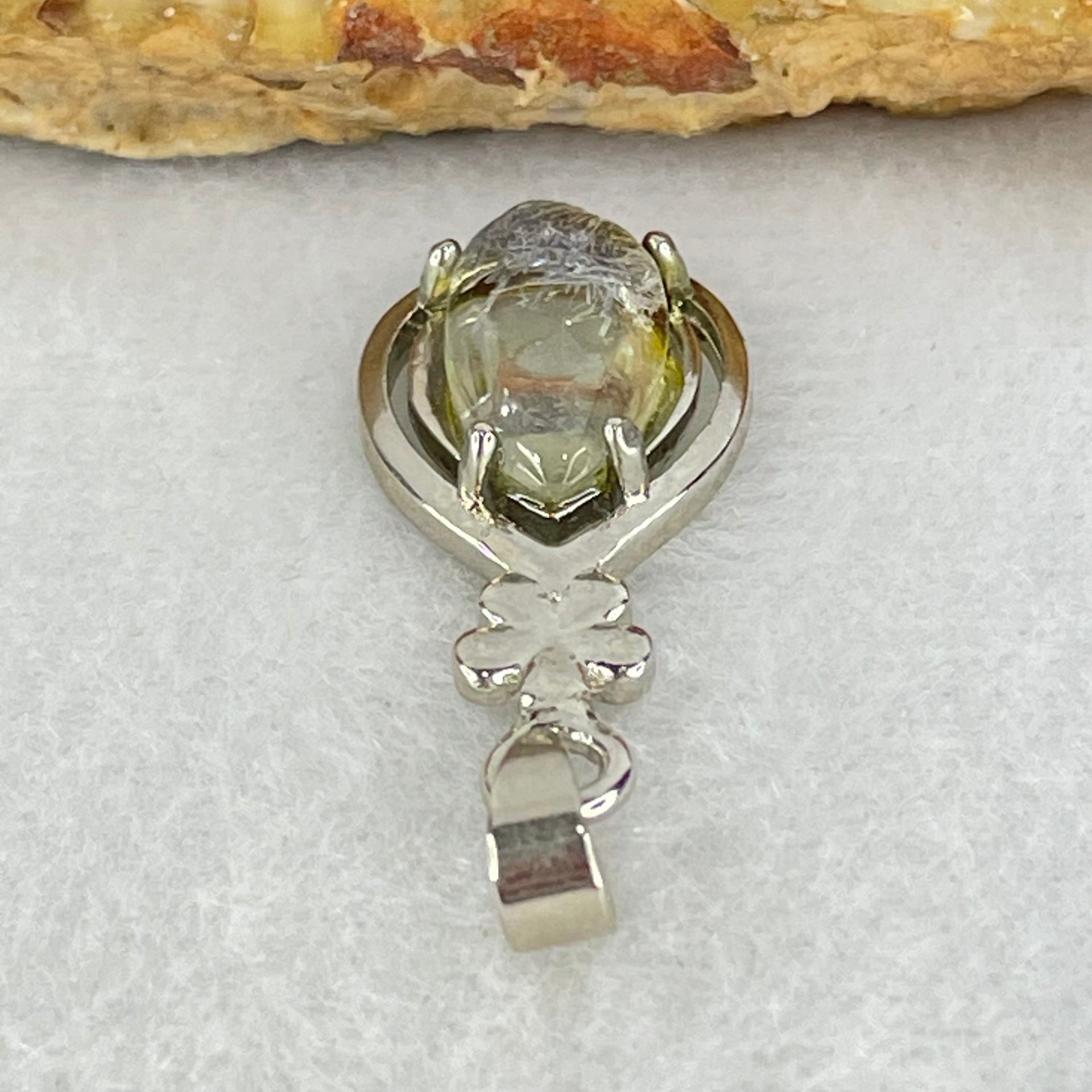 Good Grade Rare Natural Blue Dumortierite Rutilated Quartz in S925 Pendant 2.23g 12.3 by 6.9 by 3.5mm - Huangs Jadeite and Jewelry Pte Ltd