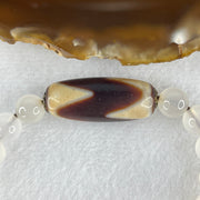 Natural Powerful Tibetan Old Oily Agate Tiger Tooth Daluo Dzi Bead Heavenly Master (Tian Zhu) with White Agate Beads Bracelet 24.84g 14cm 29.8 by 13.0mm Double Tiger Tooth - 29.5 by 12.3 Tiger Tooth - Huangs Jadeite and Jewelry Pte Ltd