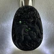 Type A Opaque to Partial Translucent Black Omphacite Jadeite Flying Pixiu Pendant 27.31g 61.2 by 42.5 by 9.3mm - Huangs Jadeite and Jewelry Pte Ltd