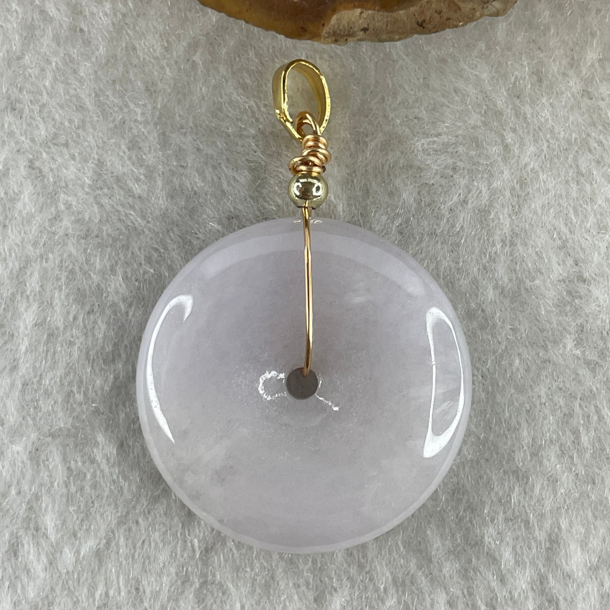 Natural Type A Lavender Jadeite Ping An Kou Pendant | 24.5mm Regal Purple Translucent Jade Peace Disc Talisman (6.95g | 24.5 x 5.3mm) - Huangs Jadeite and Jewelry Pte Ltd