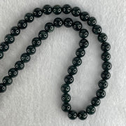 Rare High End Type A Highly Translucent Black Omphacite Jadeite Beads Necklace 70.94g 74cm 7.5mm 106 Beads - Huangs Jadeite and Jewelry Pte Ltd